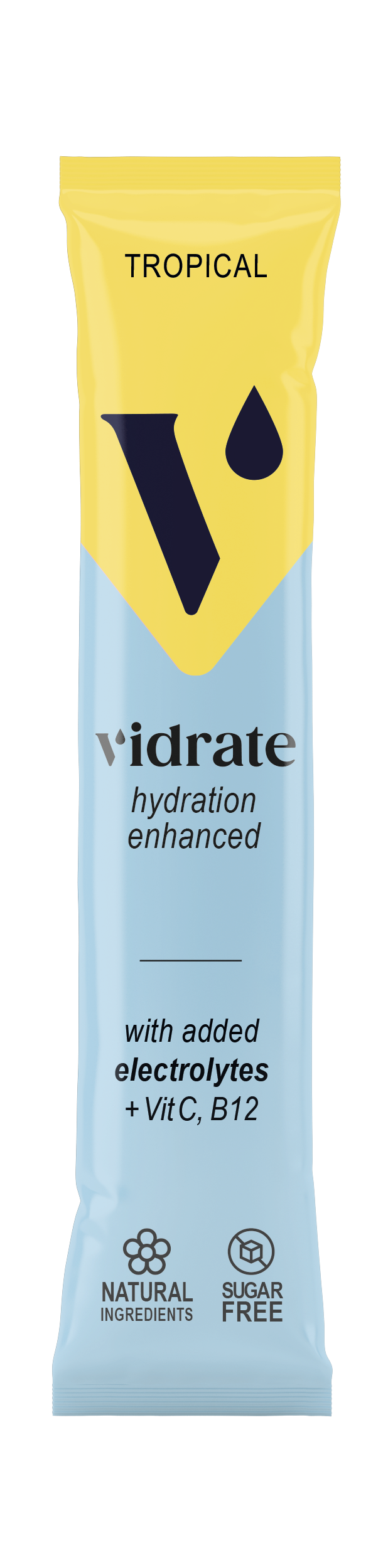 Vidrate Hydration Sachets - 20 Pack: Sugar-Free, Electrolytes & Natural Beverage Drink Vitamin for Energy Boost - Sport